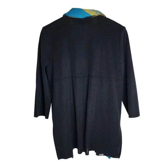 Ming Wang Sweater Jacket Women's Medium Cardigan Office Shoulder‎ Pads w. Scarf - Picture 2 of 7